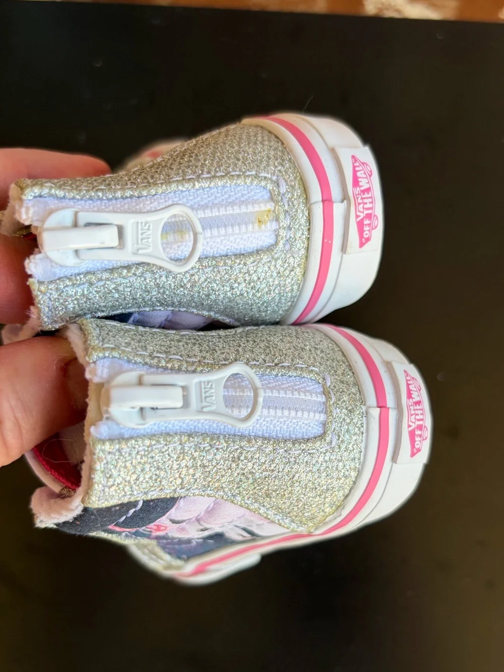 Vans Sk8-Hi Zip Digi Unicorn Sneaker Silver Glitter Size 4 NWOT